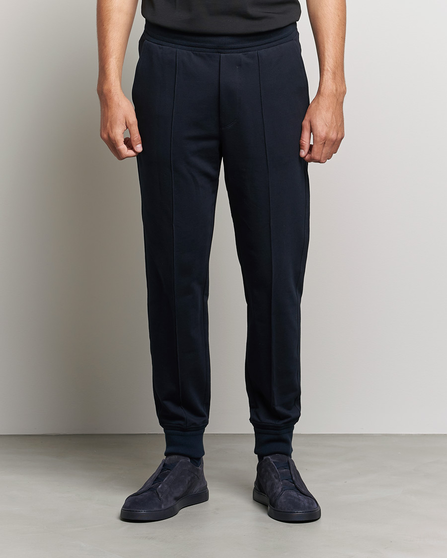 Herr | Byxor | Zegna | Cotton Stretch Joggers Navy