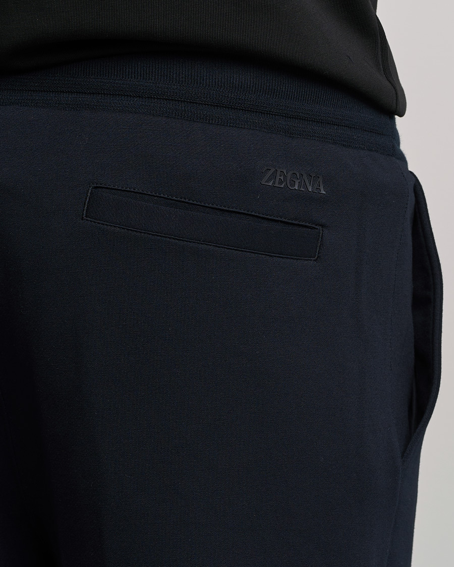 Herr | Byxor | Zegna | Cotton Stretch Joggers Navy