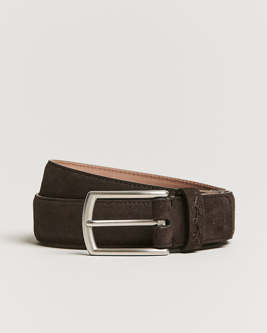 Herr | Zegna Triple Stitch Belt Dark Brown Suede | Zegna | Triple Stitch Belt Dark Brown Suede