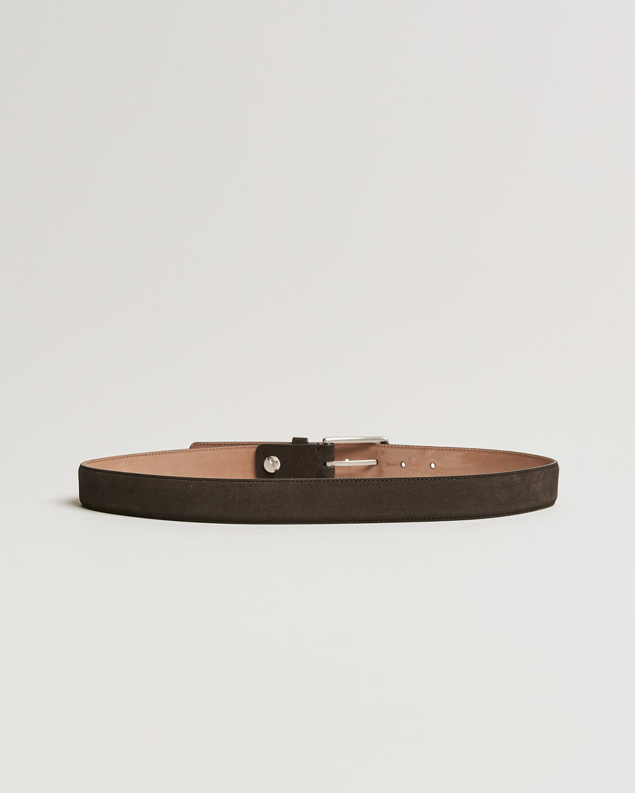Herr | Zegna Triple Stitch Belt Dark Brown Suede | Zegna | Triple Stitch Belt Dark Brown Suede