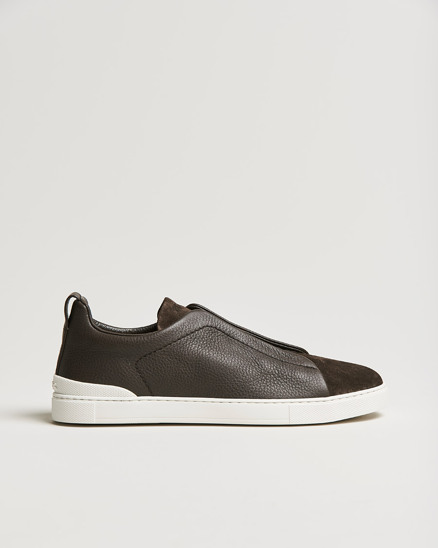 Herr | Zegna Triple Stitch Sneaker Dark Brown Calf | Zegna | Triple Stitch Sneaker Dark Brown Calf