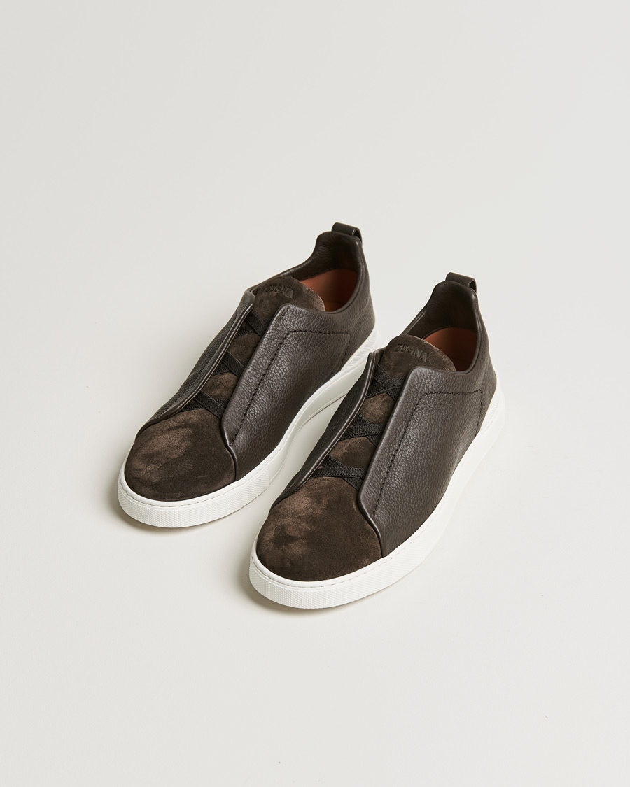 Herr | Zegna Triple Stitch Sneaker Dark Brown Calf | Zegna | Triple Stitch Sneaker Dark Brown Calf