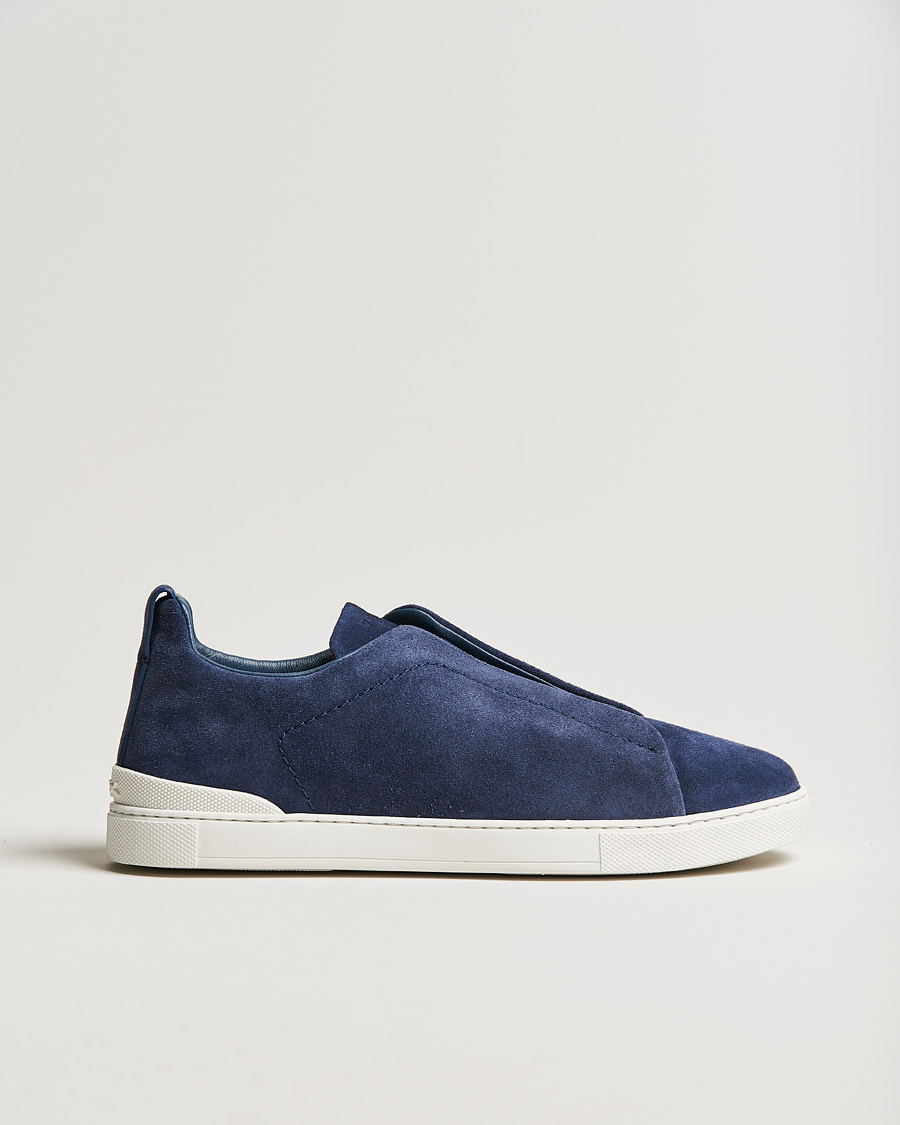 Herr | Zegna Triple Stitch Sneaker Blue Suede | Zegna | Triple Stitch Sneaker Blue Suede
