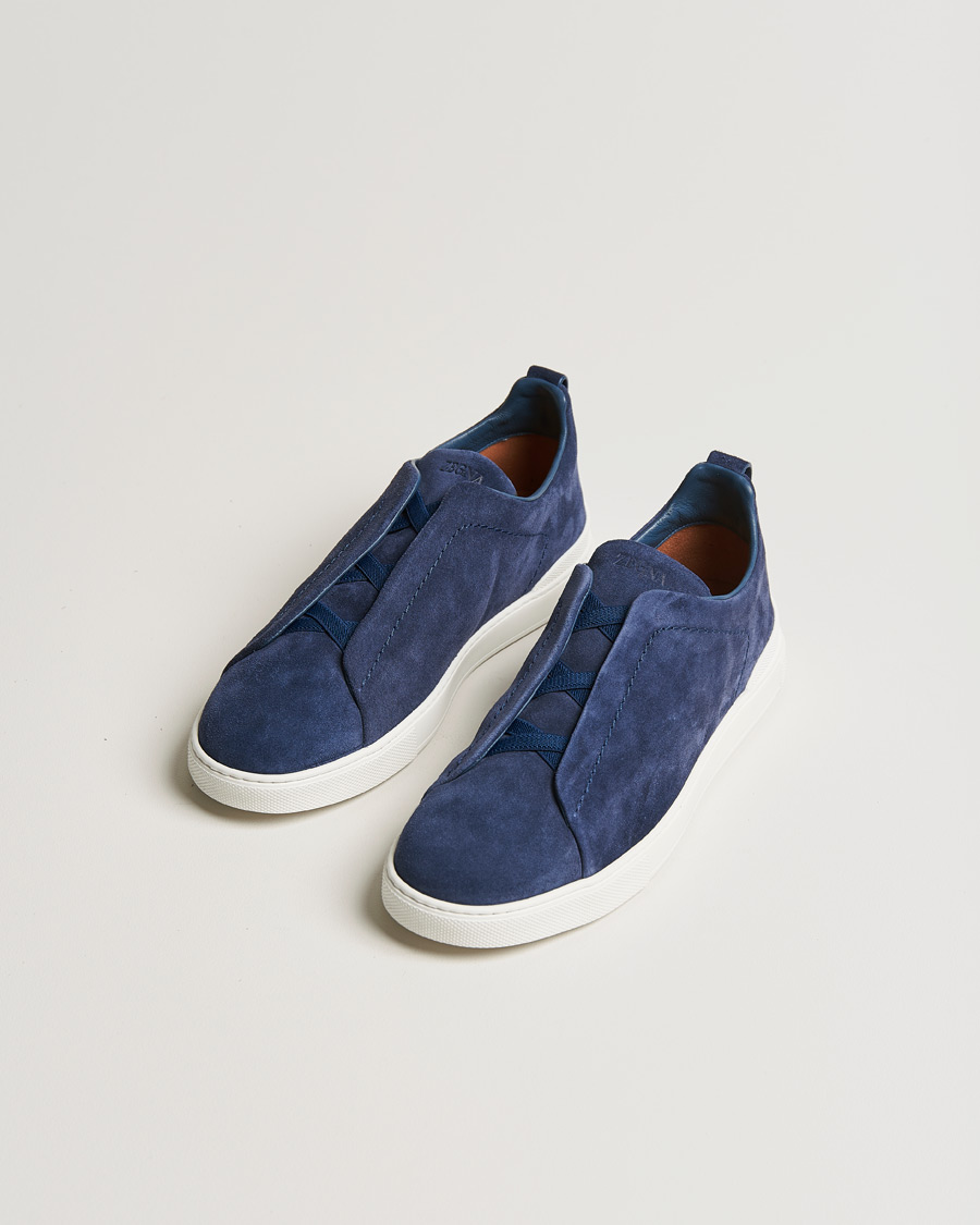 Herr | Zegna Triple Stitch Sneaker Blue Suede | Zegna | Triple Stitch Sneaker Blue Suede