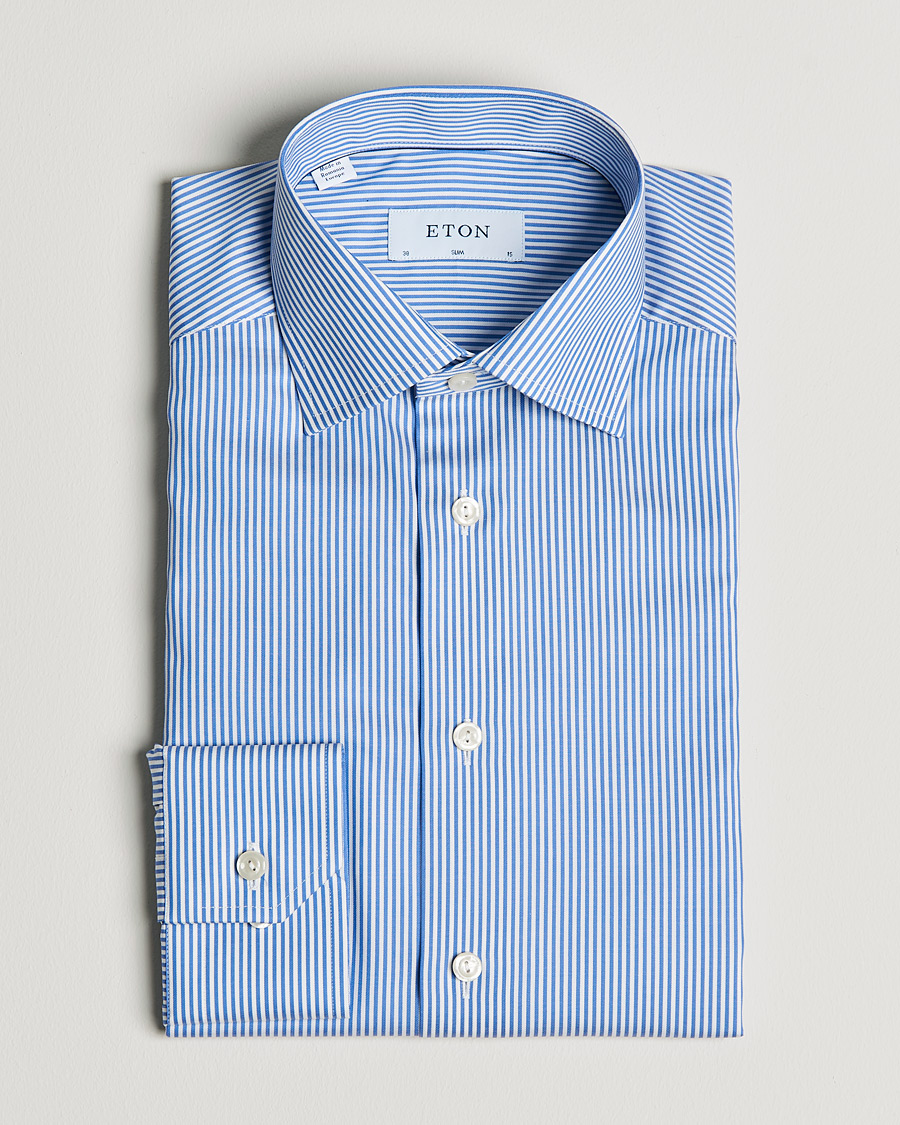 Herr | Skjortor | Eton | Bengal Stripe Fine Twill Shirt Royal Blue