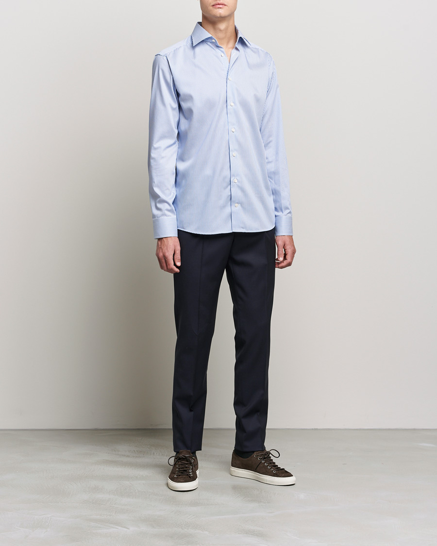 Herr |  | Eton | Bengal Stripe Fine Twill Shirt Royal Blue
