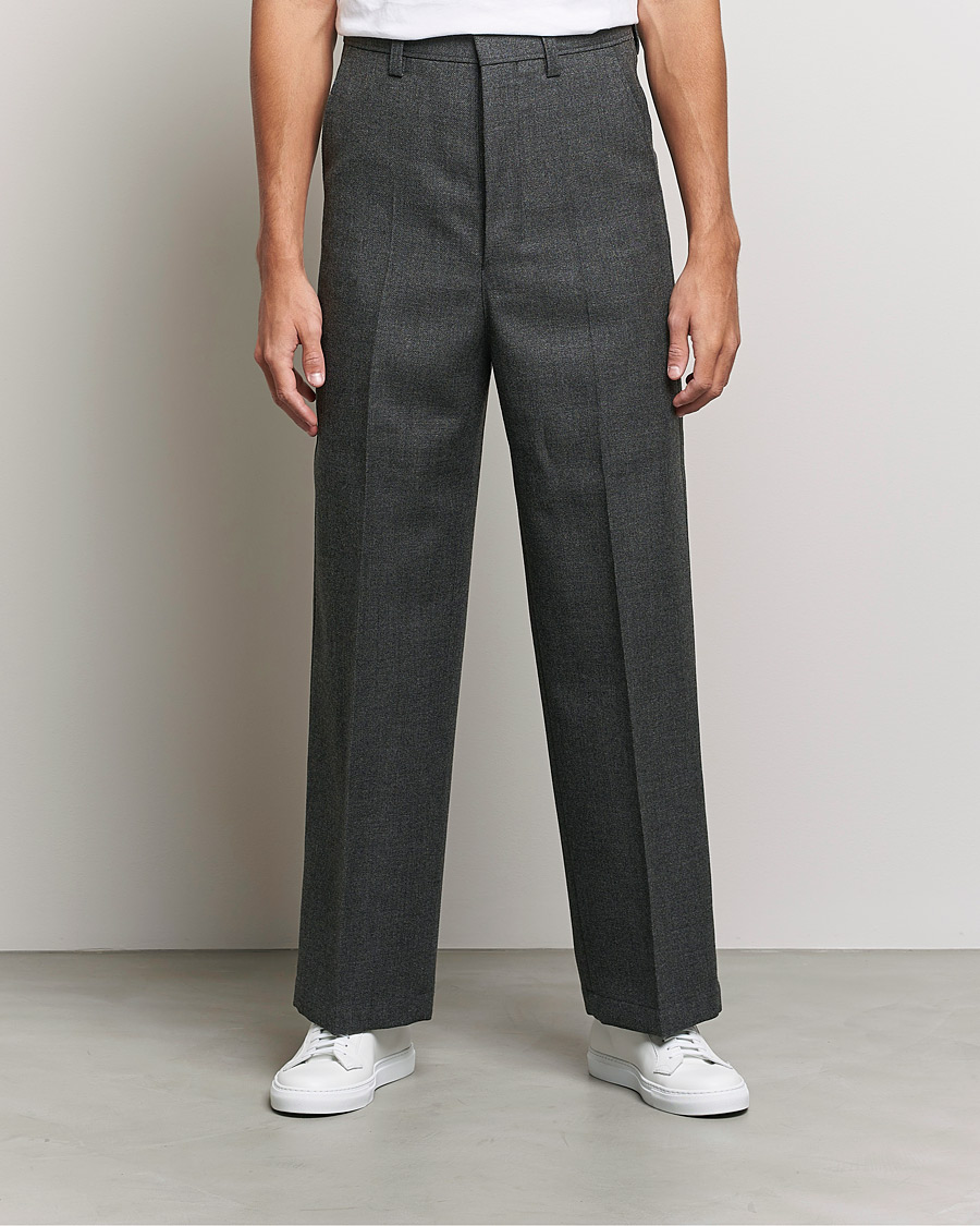 Herr | Byxor | AMI | Large Fit Wool Trousers Dark Grey