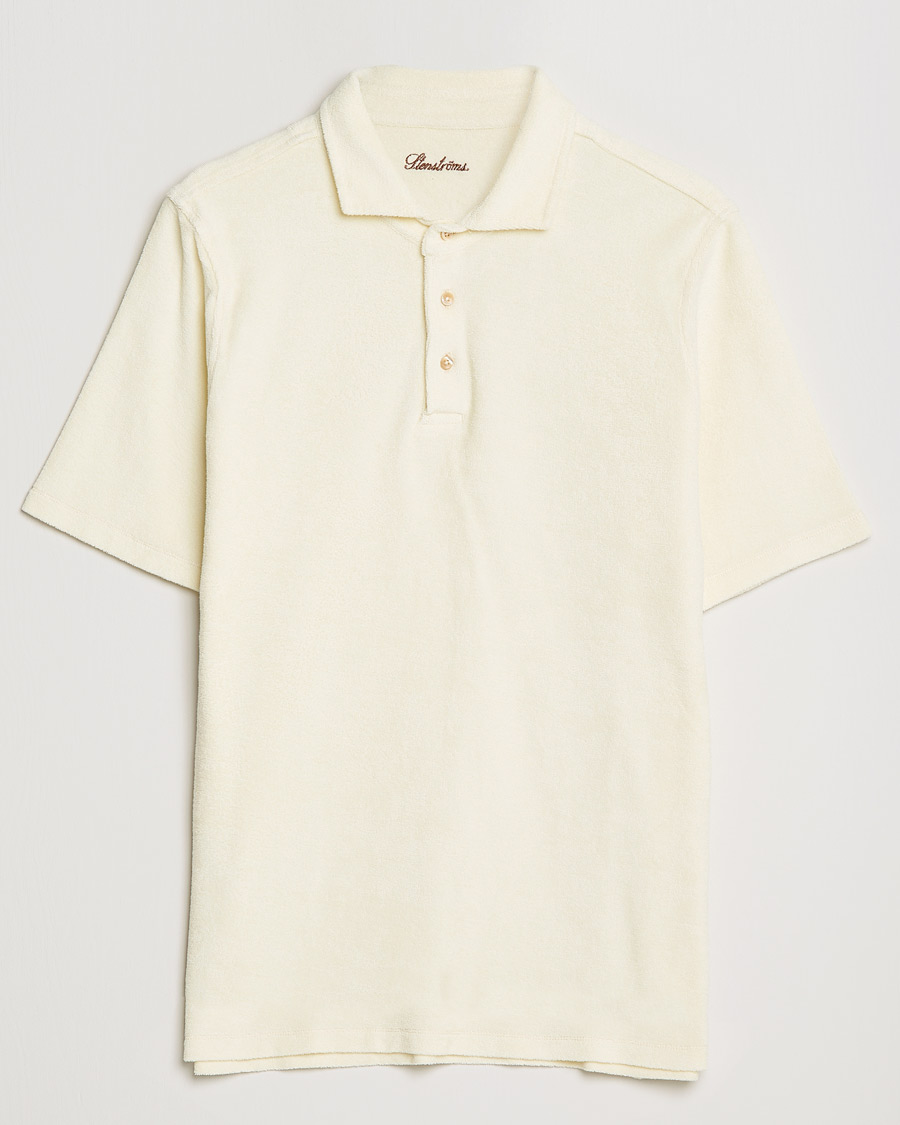 Herr | Pikéer | Stenströms | Towelling Cotton Poloshirt Cream