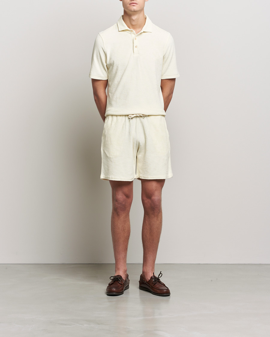 Herr | Pikéer | Stenströms | Towelling Cotton Poloshirt Cream