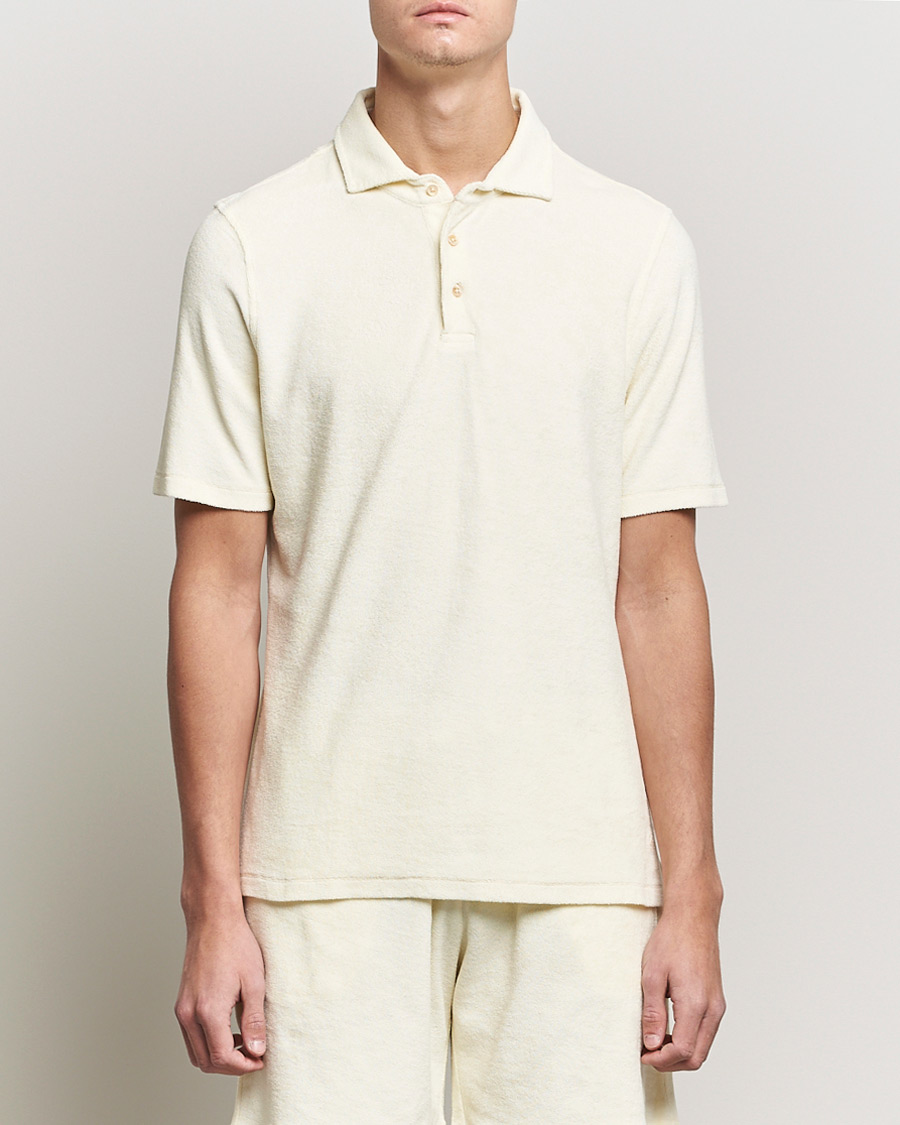 Herr | Pikéer | Stenströms | Towelling Cotton Poloshirt Cream