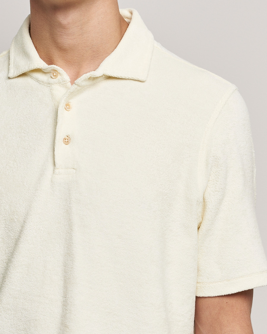 Herr | Pikéer | Stenströms | Towelling Cotton Poloshirt Cream