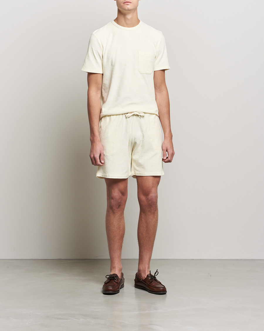 Herr | T-Shirts | Stenströms | Towelling Cotton T-Shirt Cream