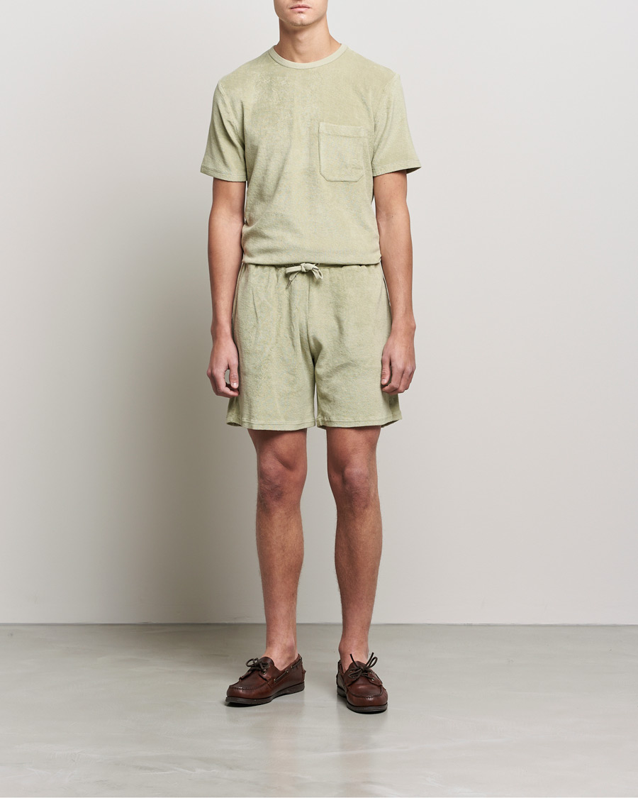 Herr | T-Shirts | Stenströms | Towelling Cotton T-Shirt Olive
