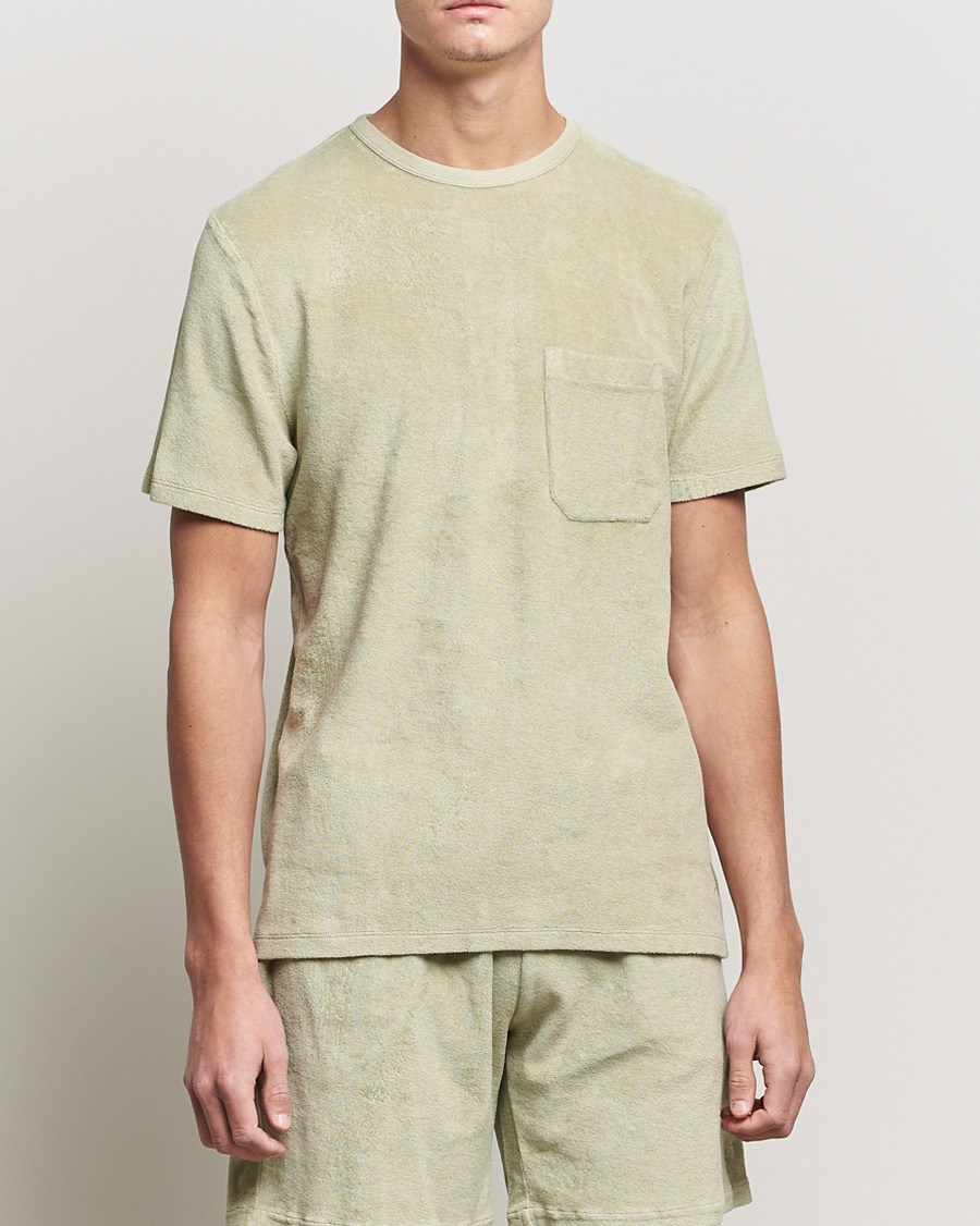 Herr | T-Shirts | Stenströms | Towelling Cotton T-Shirt Olive