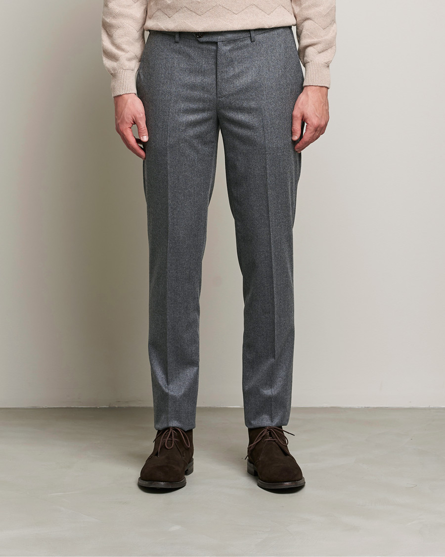 Herr | Brunello Cucinelli | Brunello Cucinelli | Slim Fit Flannel Trousers Grey Melange