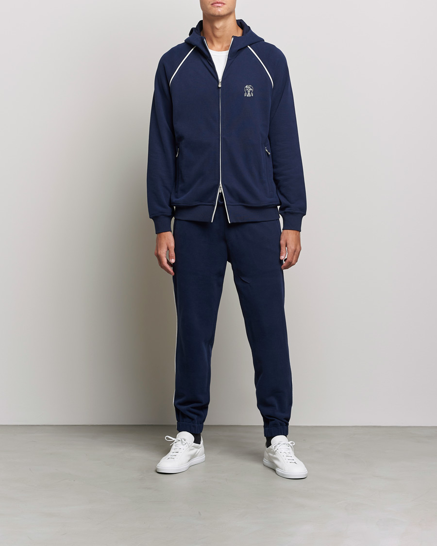 Herr | Tröjor | Brunello Cucinelli | Soft Cotton Zip Sweater Cobalt Blue