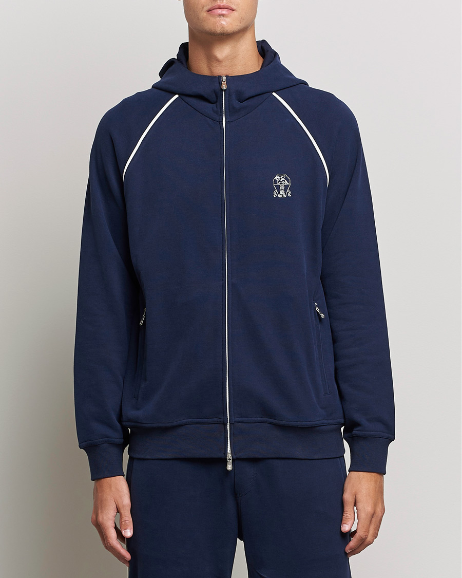 Herr | Tröjor | Brunello Cucinelli | Soft Cotton Zip Sweater Cobalt Blue