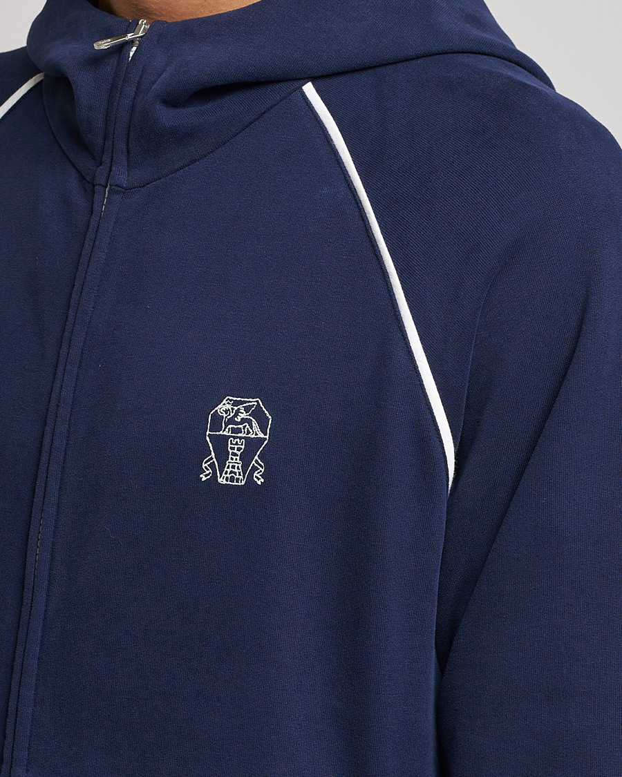 Herr | Tröjor | Brunello Cucinelli | Soft Cotton Zip Sweater Cobalt Blue