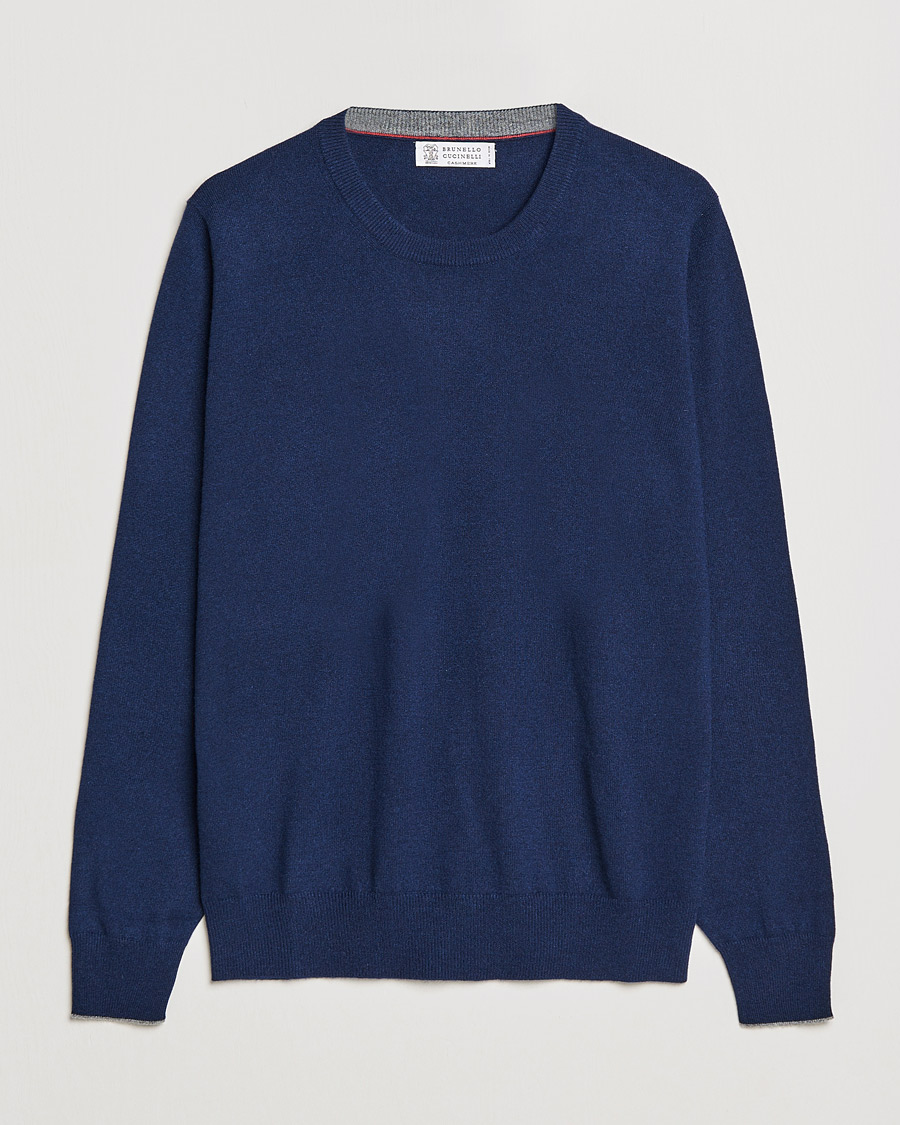 Herr | Tröjor | Brunello Cucinelli | 2 Ply Cashmere Pullover Navy