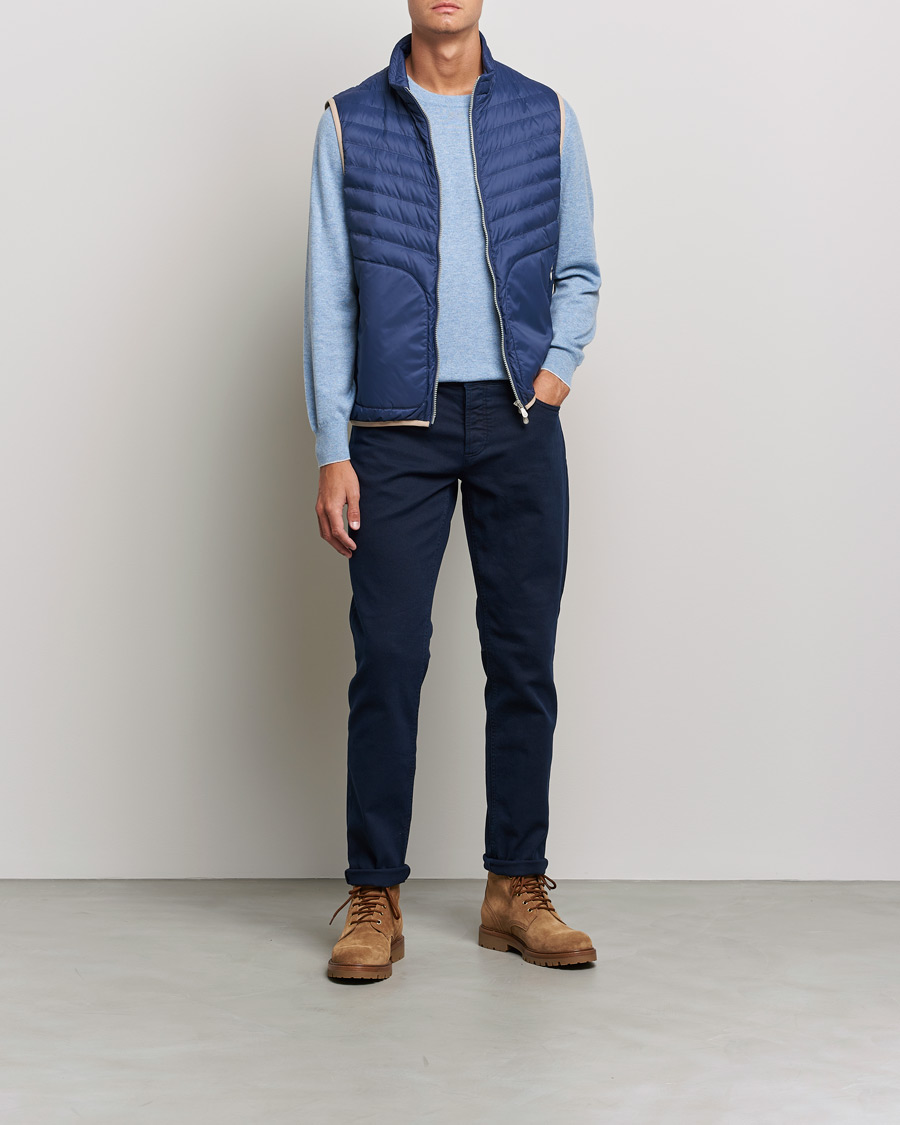 Herr | Tröjor | Brunello Cucinelli | 2 Ply Cashmere Pullover Light Blue