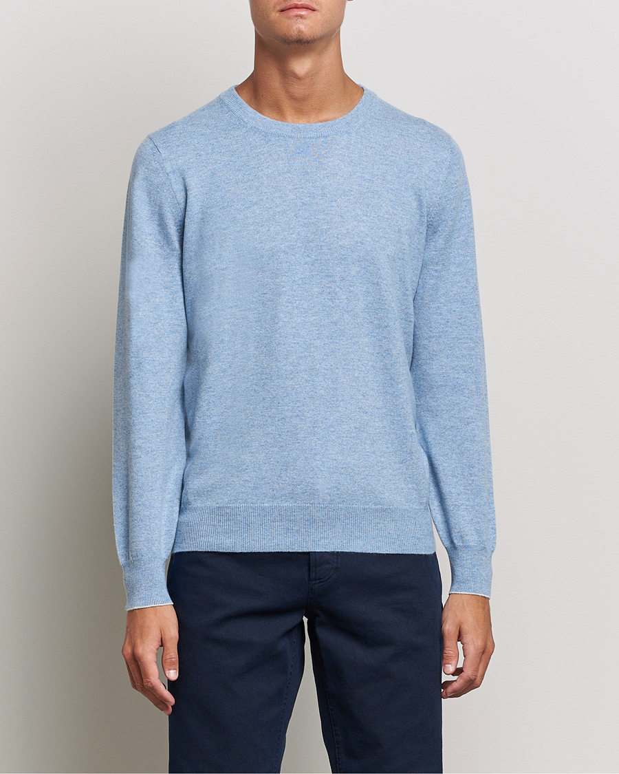 Herr | Tröjor | Brunello Cucinelli | 2 Ply Cashmere Pullover Light Blue