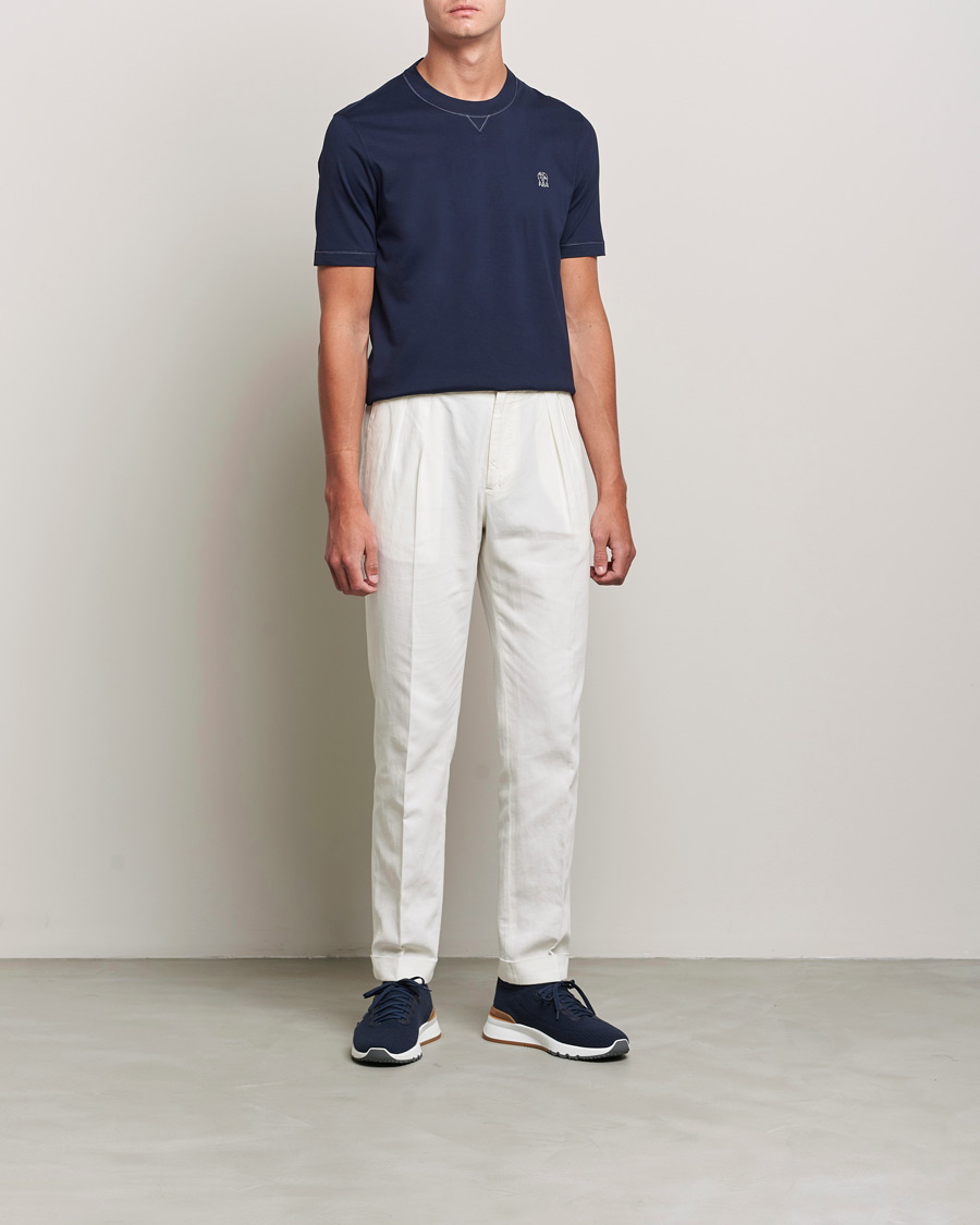 Herr | T-Shirts | Brunello Cucinelli | Short Sleeve Logo T-Shirt Navy