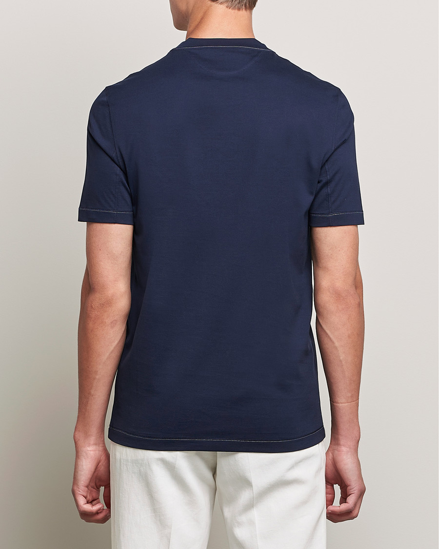 Herr | T-Shirts | Brunello Cucinelli | Short Sleeve Logo T-Shirt Navy