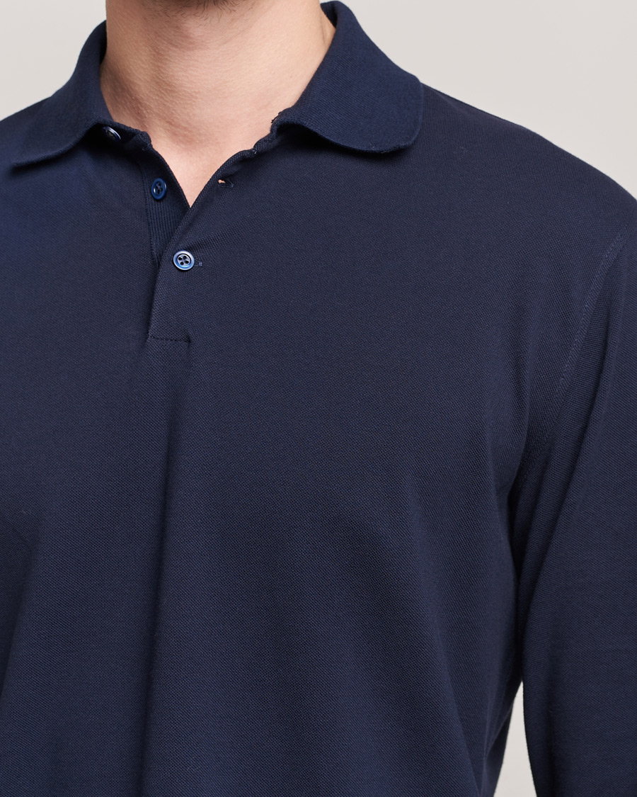 Herr | Tröjor | Brunello Cucinelli | Long Sleeve Polo Navy