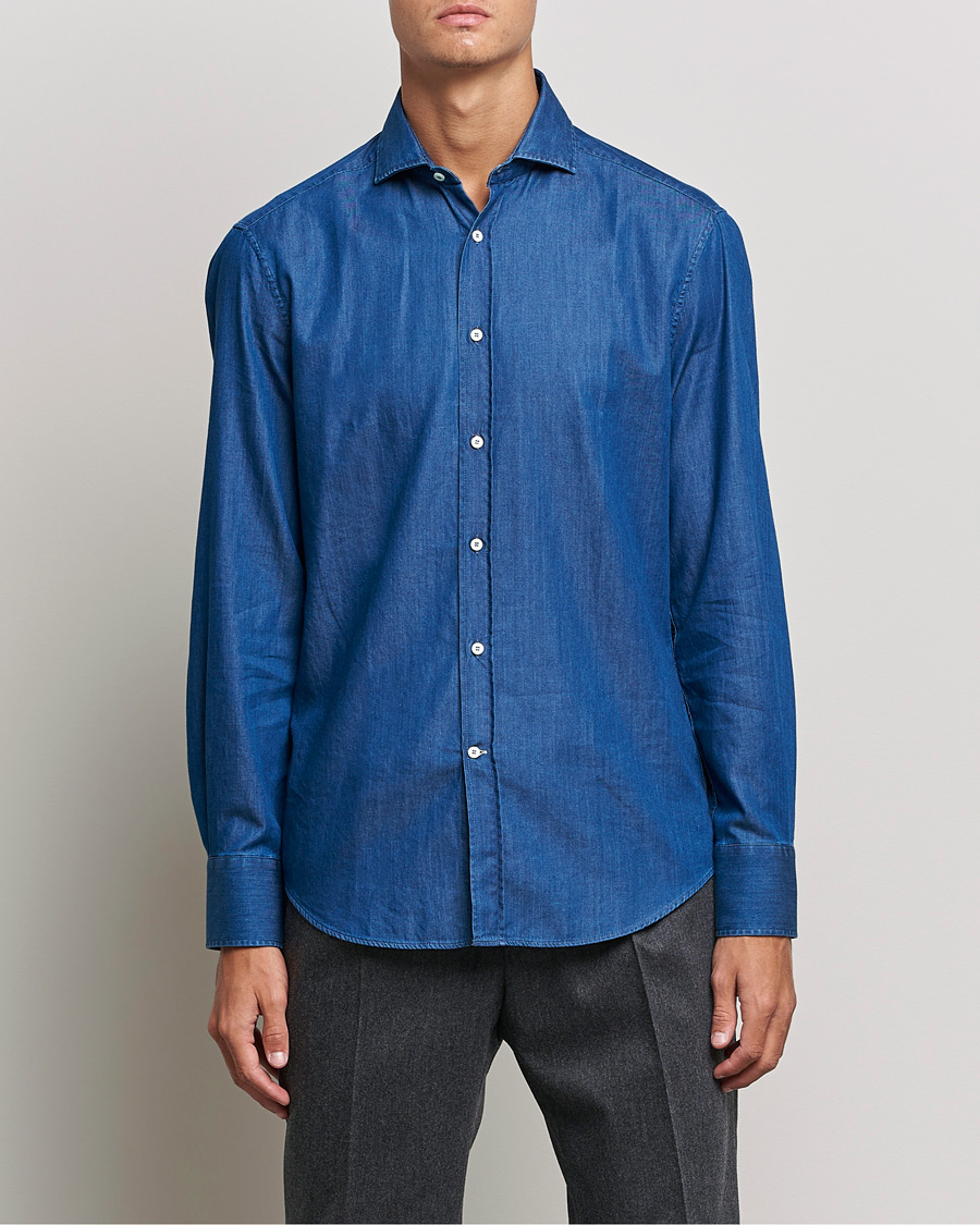 Herr | Skjortor | Brunello Cucinelli | Slim Fit Denim Shirt Dark Indigo