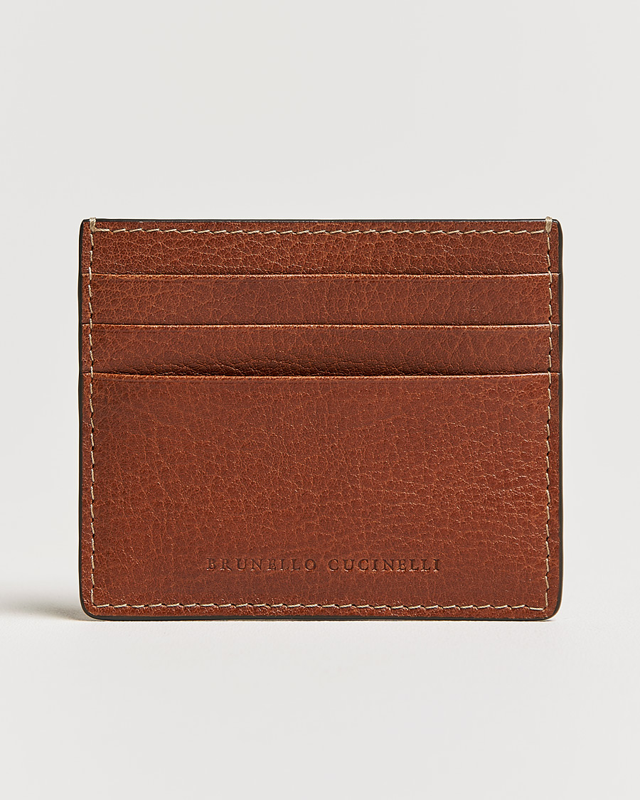Herr | Plånböcker | Brunello Cucinelli | Grain Leather Card Holder Cognac