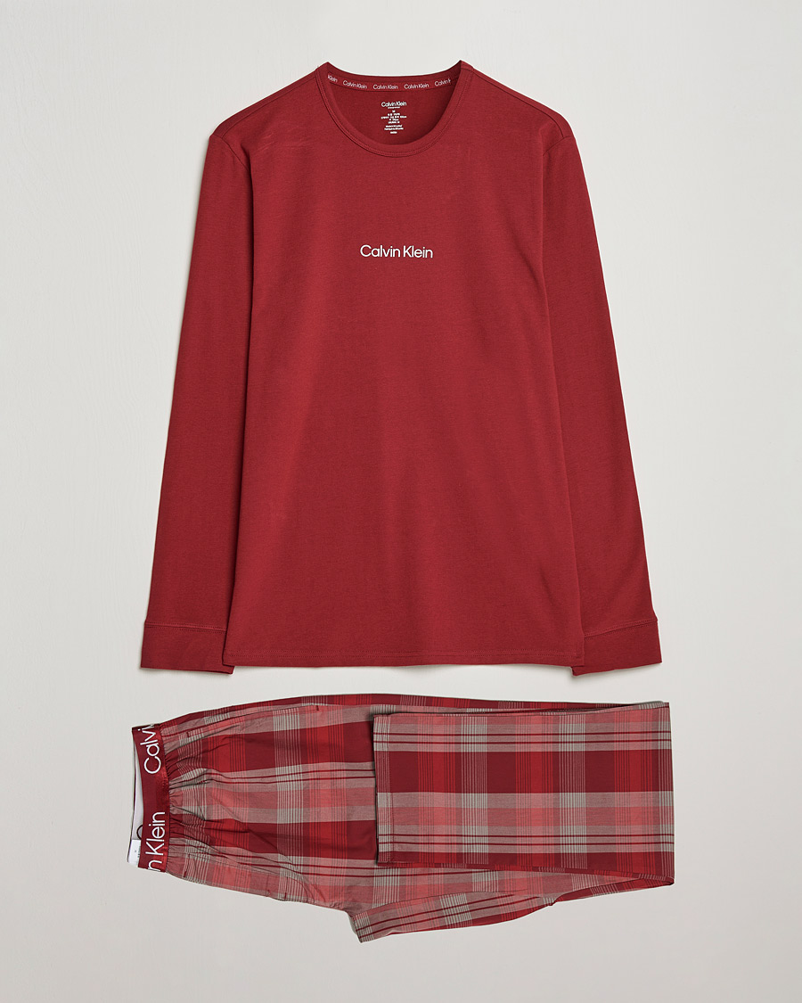Herr | Pyjamas & Morgonrockar | Calvin Klein | Logo Long Sleeve Checked Pyjama Set Red