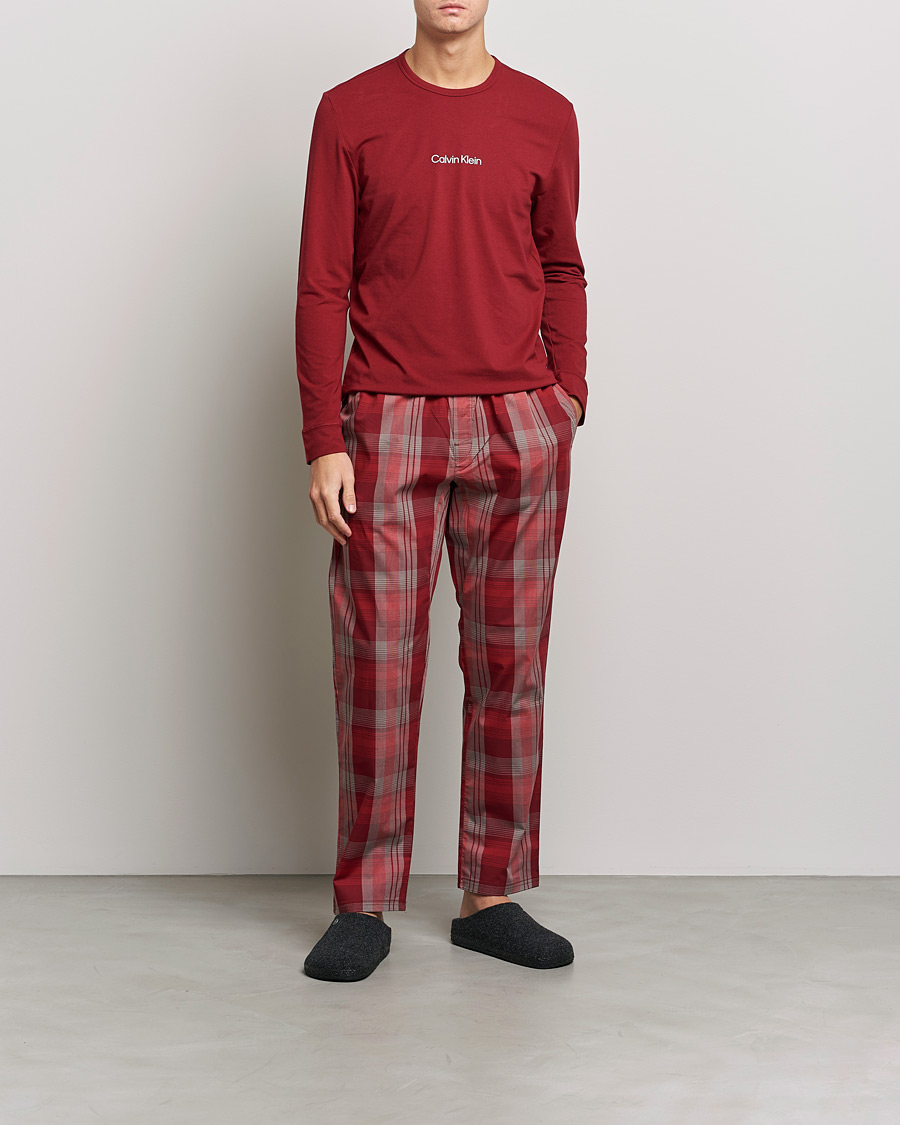 Herr | Pyjamas | Calvin Klein | Logo Long Sleeve Checked Pyjama Set Red