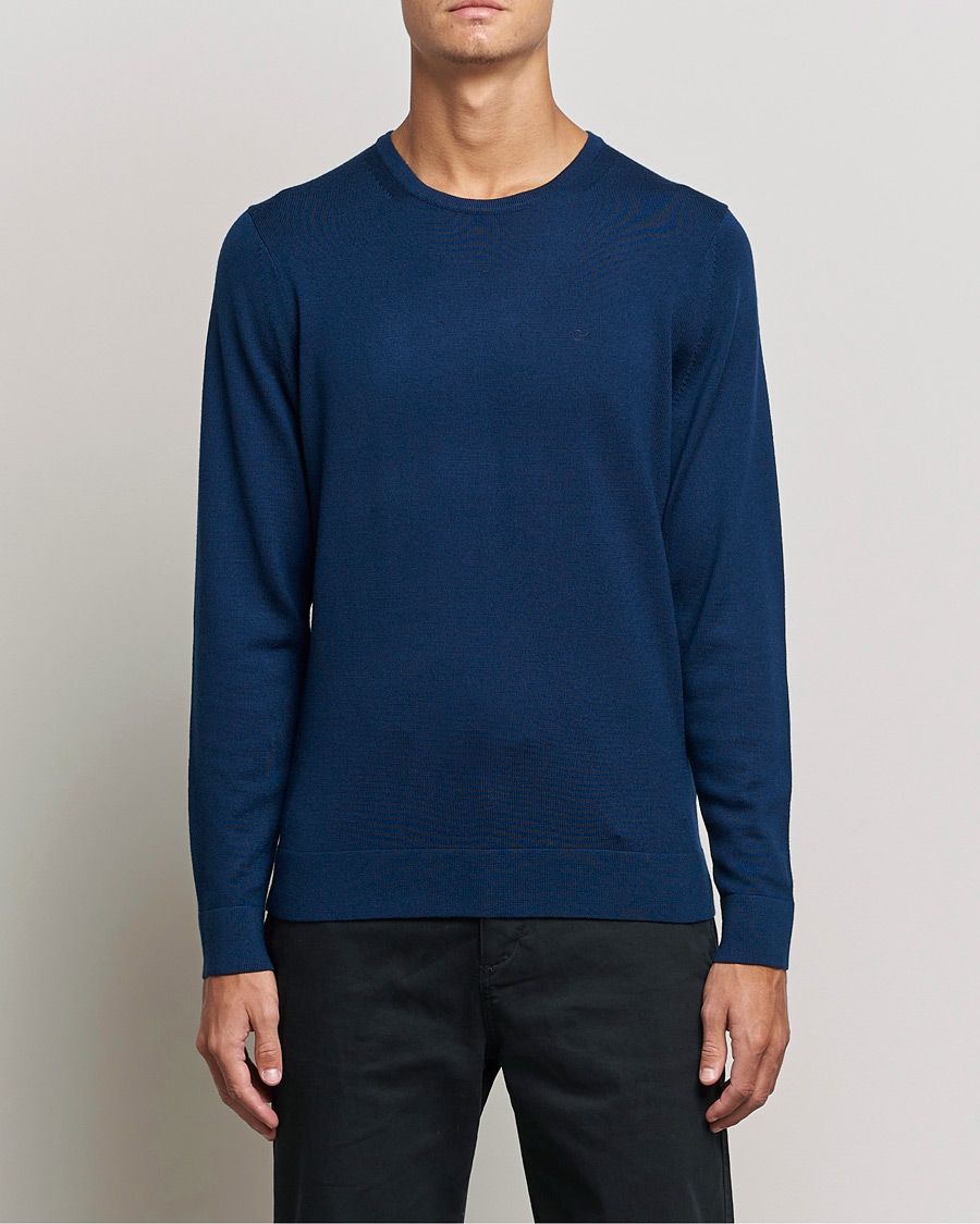 Herr | Tröjor | Calvin Klein | Superior Wool Crew Neck Sweater Navy