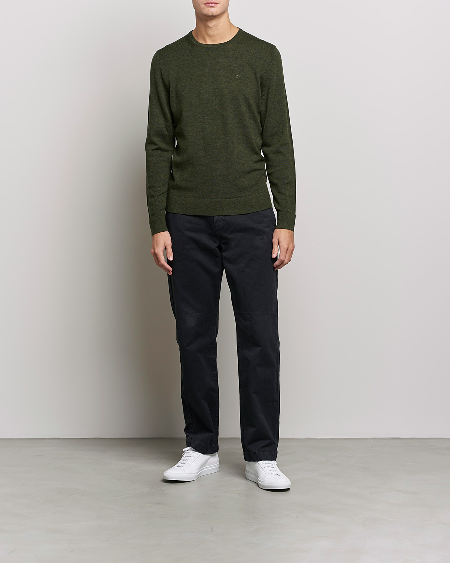 Herr | Tröjor | Calvin Klein | Superior Wool Crew Neck Sweater Dark Olive