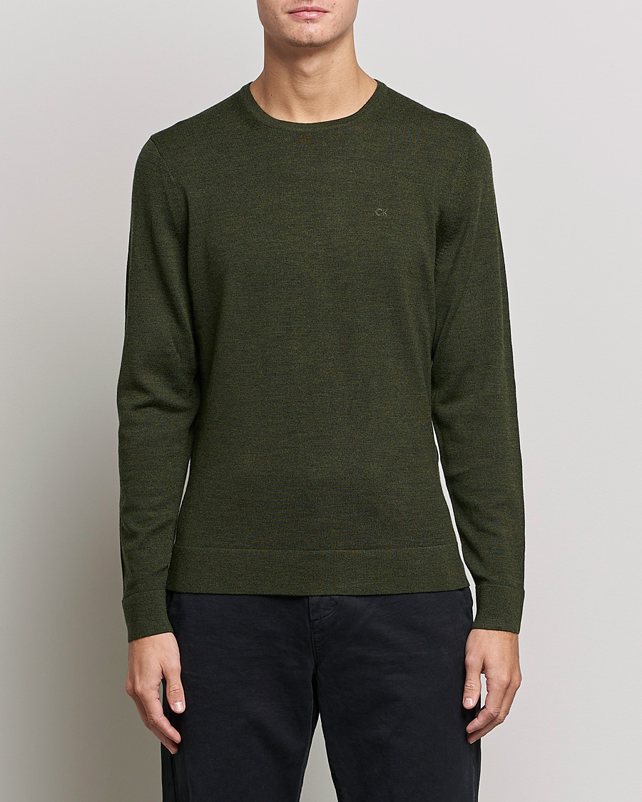 Herr | Tröjor | Calvin Klein | Superior Wool Crew Neck Sweater Dark Olive