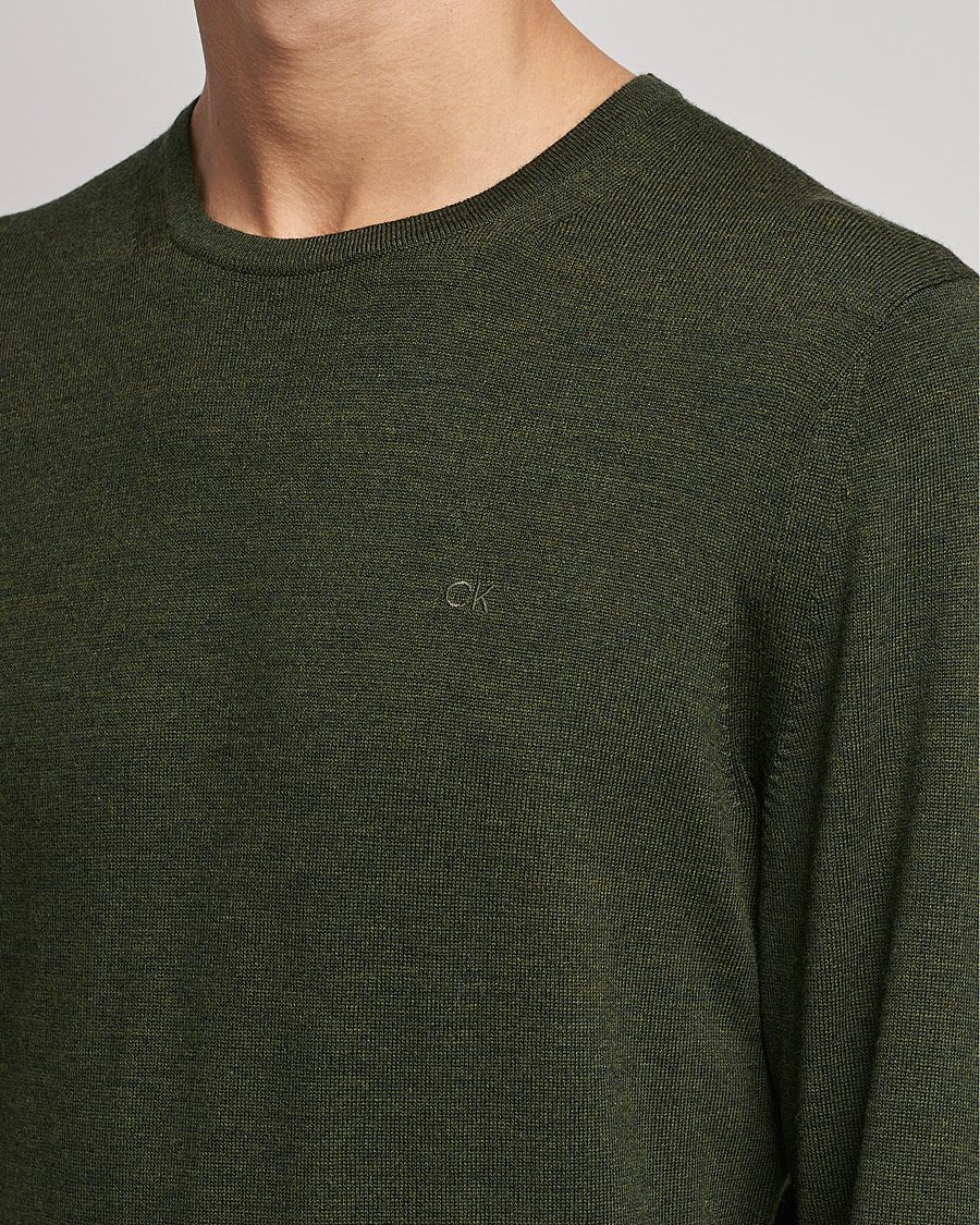 Herr | Tröjor | Calvin Klein | Superior Wool Crew Neck Sweater Dark Olive