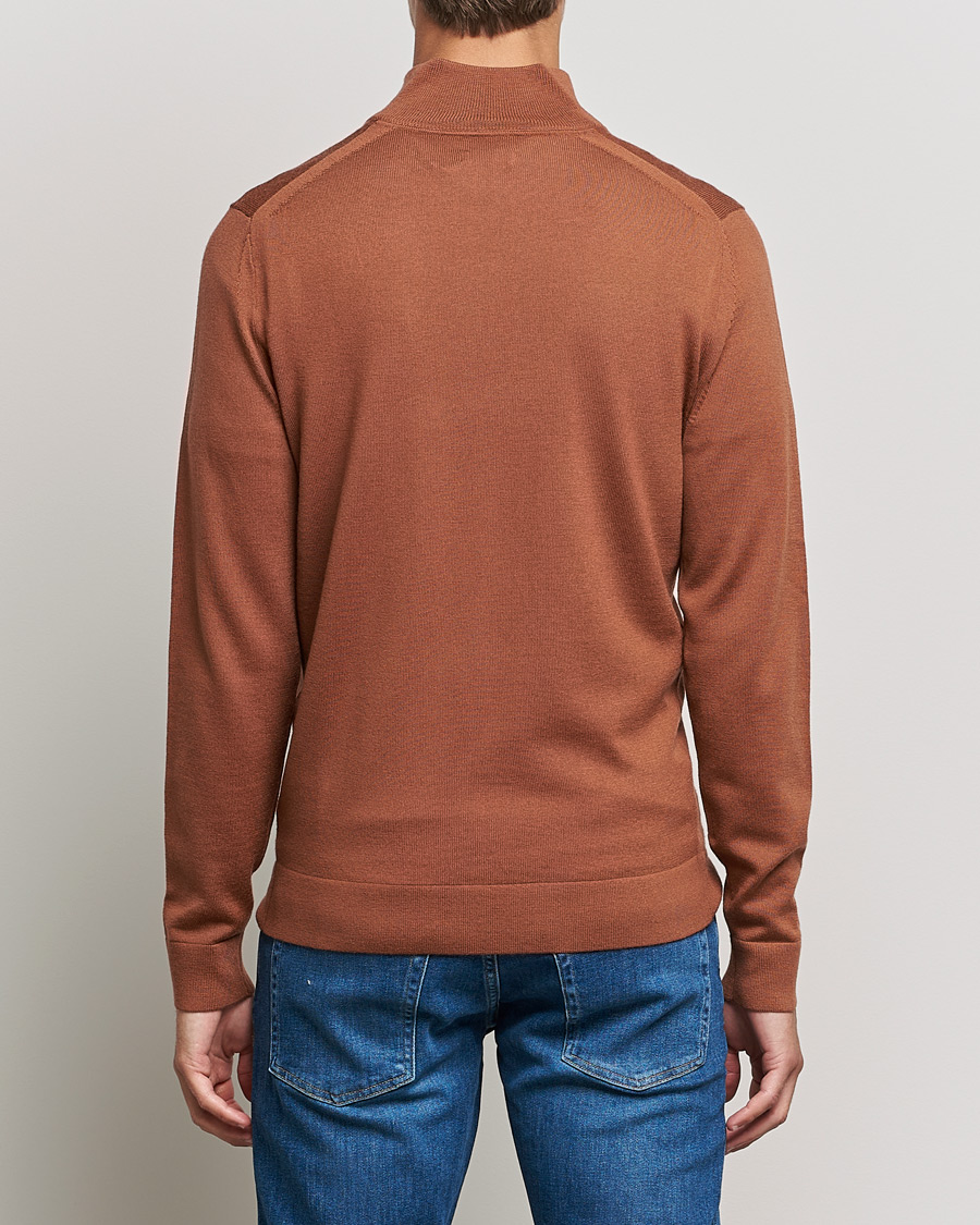 Herr | Tröjor | Calvin Klein | Superior Wool Half Zip Sweater Caramel Red