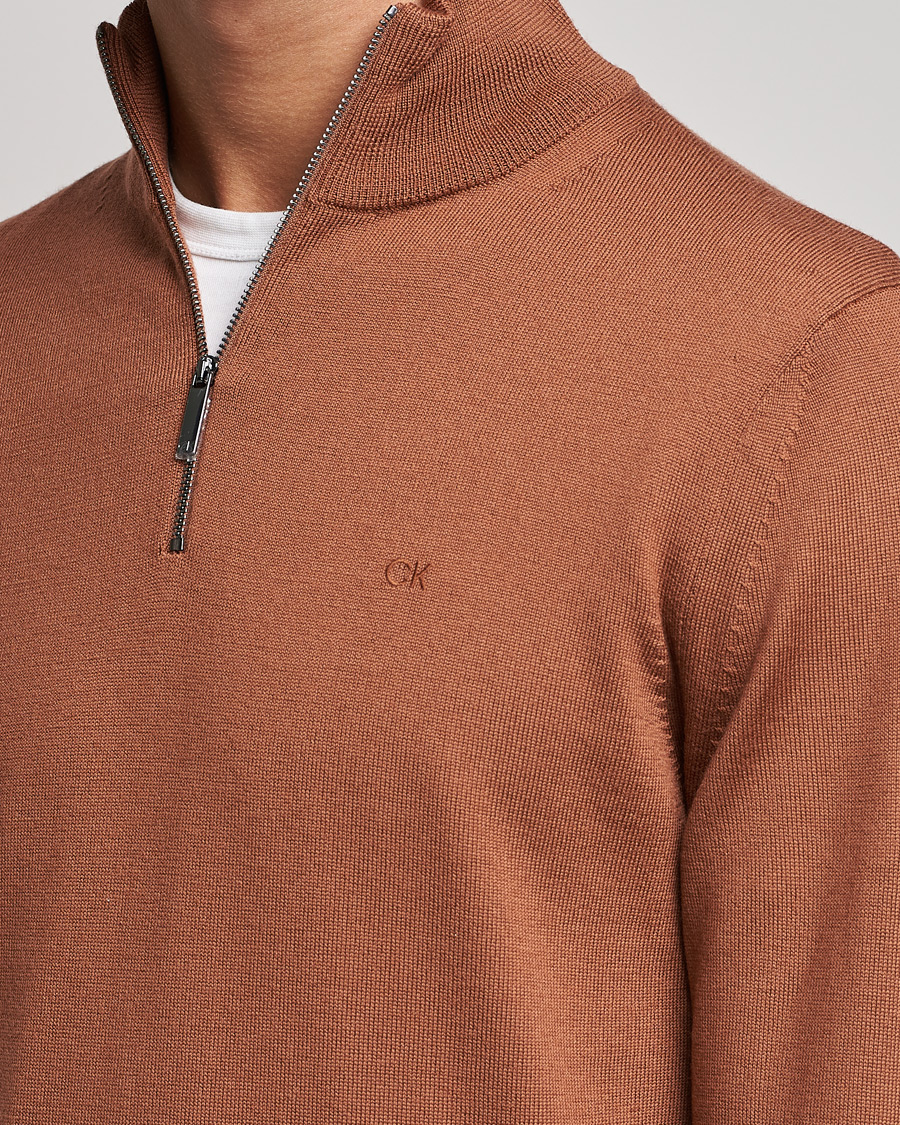 Herr | Tröjor | Calvin Klein | Superior Wool Half Zip Sweater Caramel Red