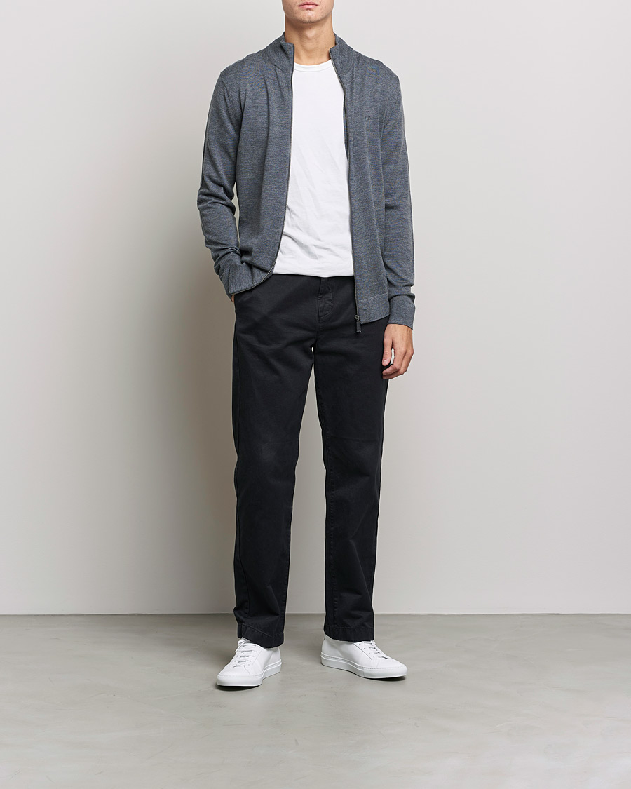 Herr | Tröjor | Calvin Klein | Superior Wool Full Zip Sweater Dark Grey Heather