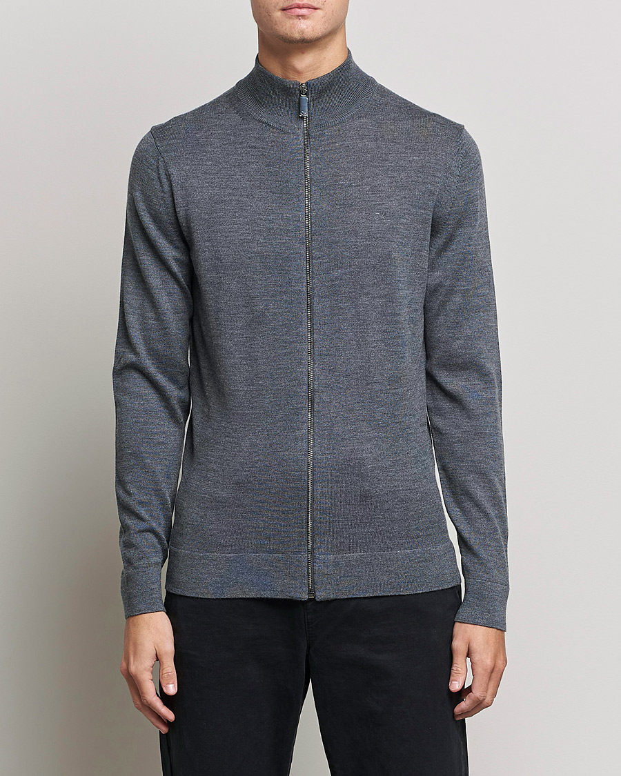 Herr |  | Calvin Klein | Superior Wool Full Zip Sweater Dark Grey Heather