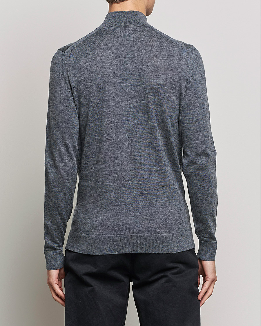 Herr | Tröjor | Calvin Klein | Superior Wool Full Zip Sweater Dark Grey Heather
