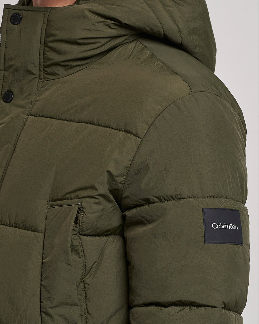 Herr | Jackor | Calvin Klein | Crinkle Nylon Long Puffer Jacker Dark Olive