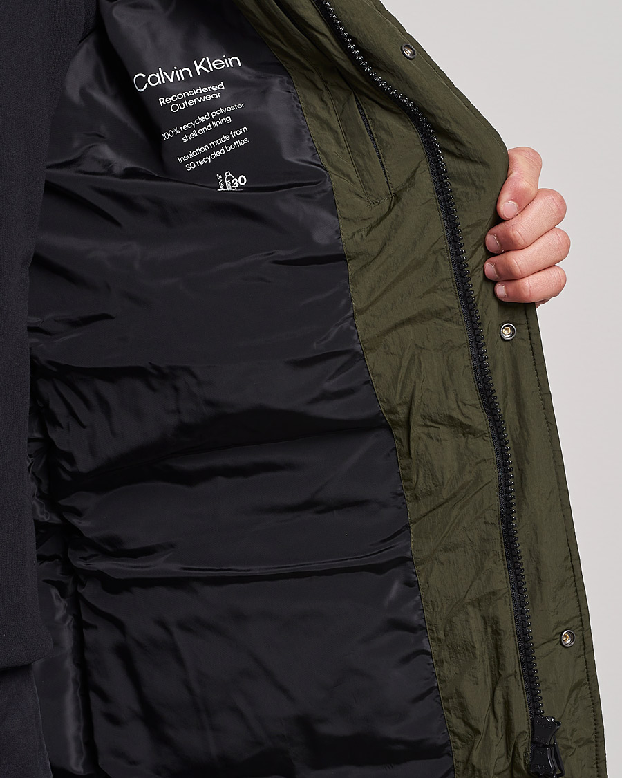 Herr | Jackor | Calvin Klein | Crinkle Nylon Long Puffer Jacker Dark Olive