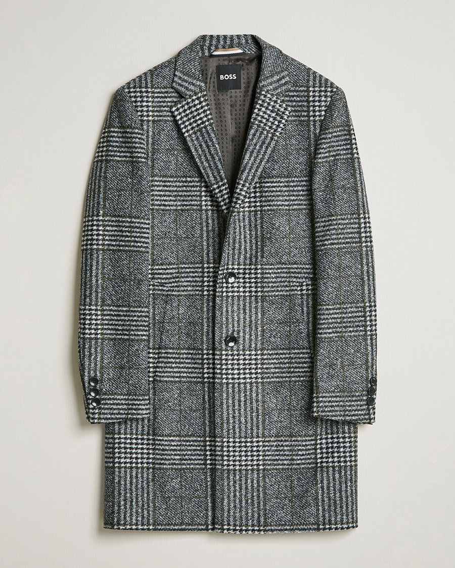 Herr | Jackor | BOSS BLACK | Hyde Wool Checked Coat Black/Grey