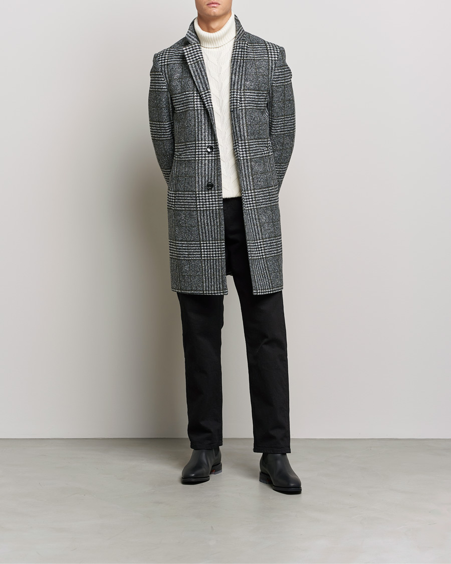 Herr | Jackor | BOSS BLACK | Hyde Wool Checked Coat Black/Grey