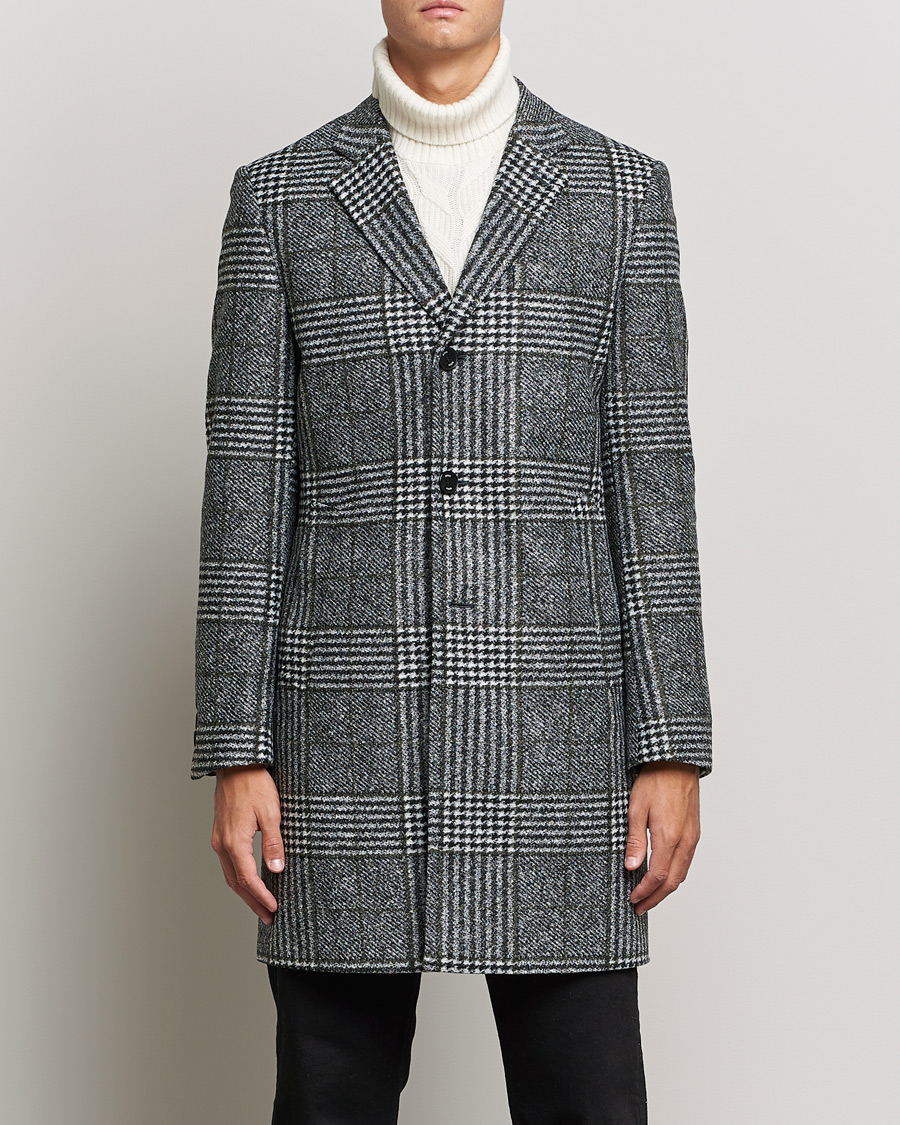 Herr | Jackor | BOSS BLACK | Hyde Wool Checked Coat Black/Grey