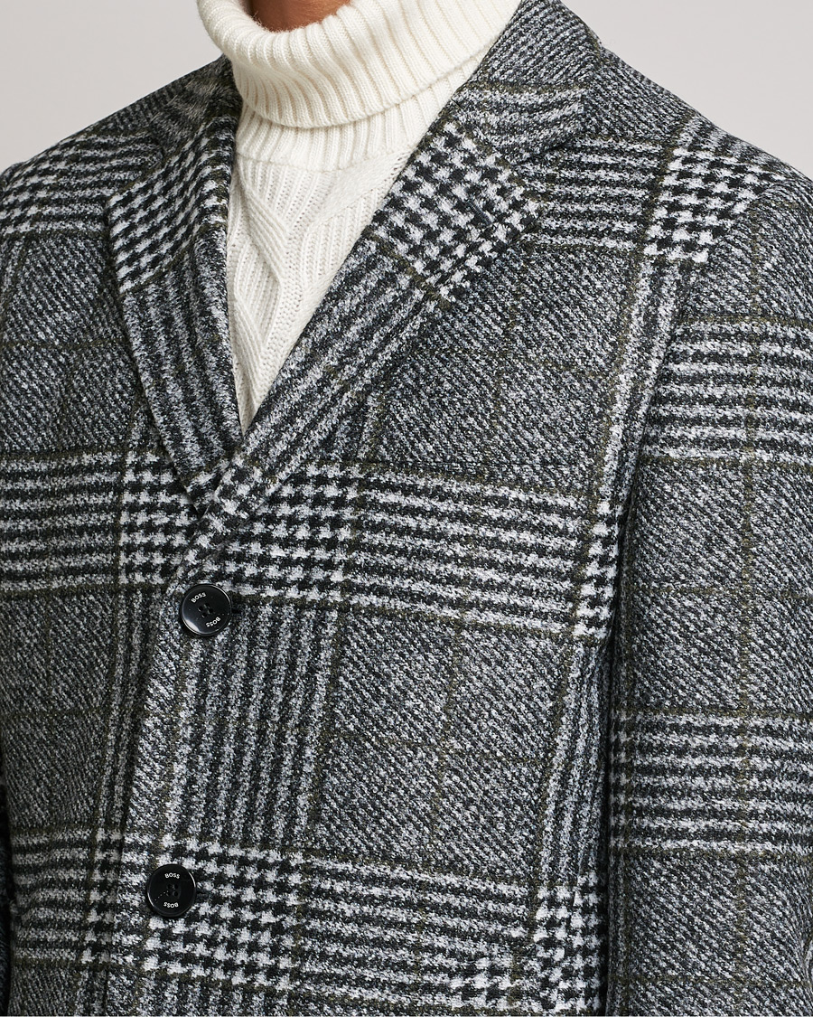 Herr | Jackor | BOSS BLACK | Hyde Wool Checked Coat Black/Grey