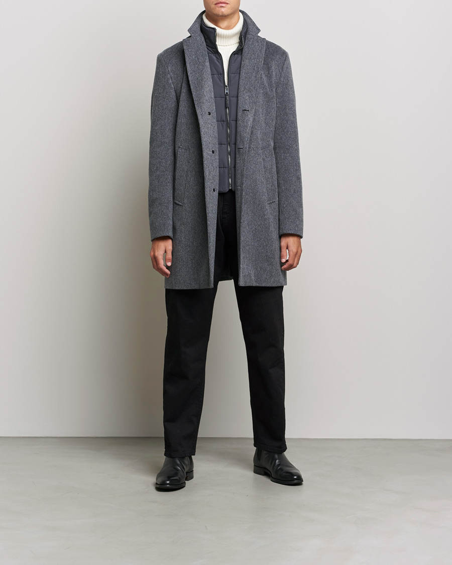 Herr | Jackor | BOSS BLACK | BOSS Hyde Wool/Cashmere Stand Up Collar Coat Silver