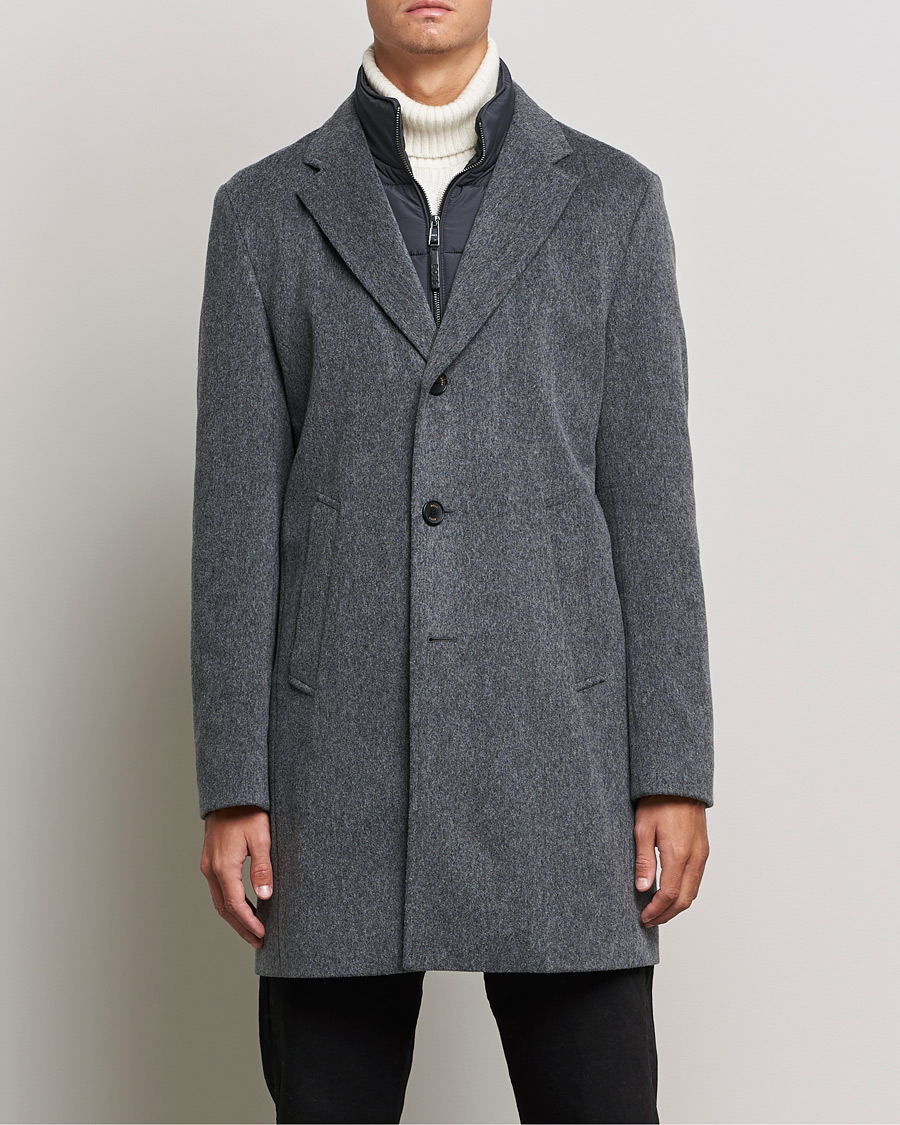 Herr | Jackor | BOSS BLACK | BOSS Hyde Wool/Cashmere Stand Up Collar Coat Silver