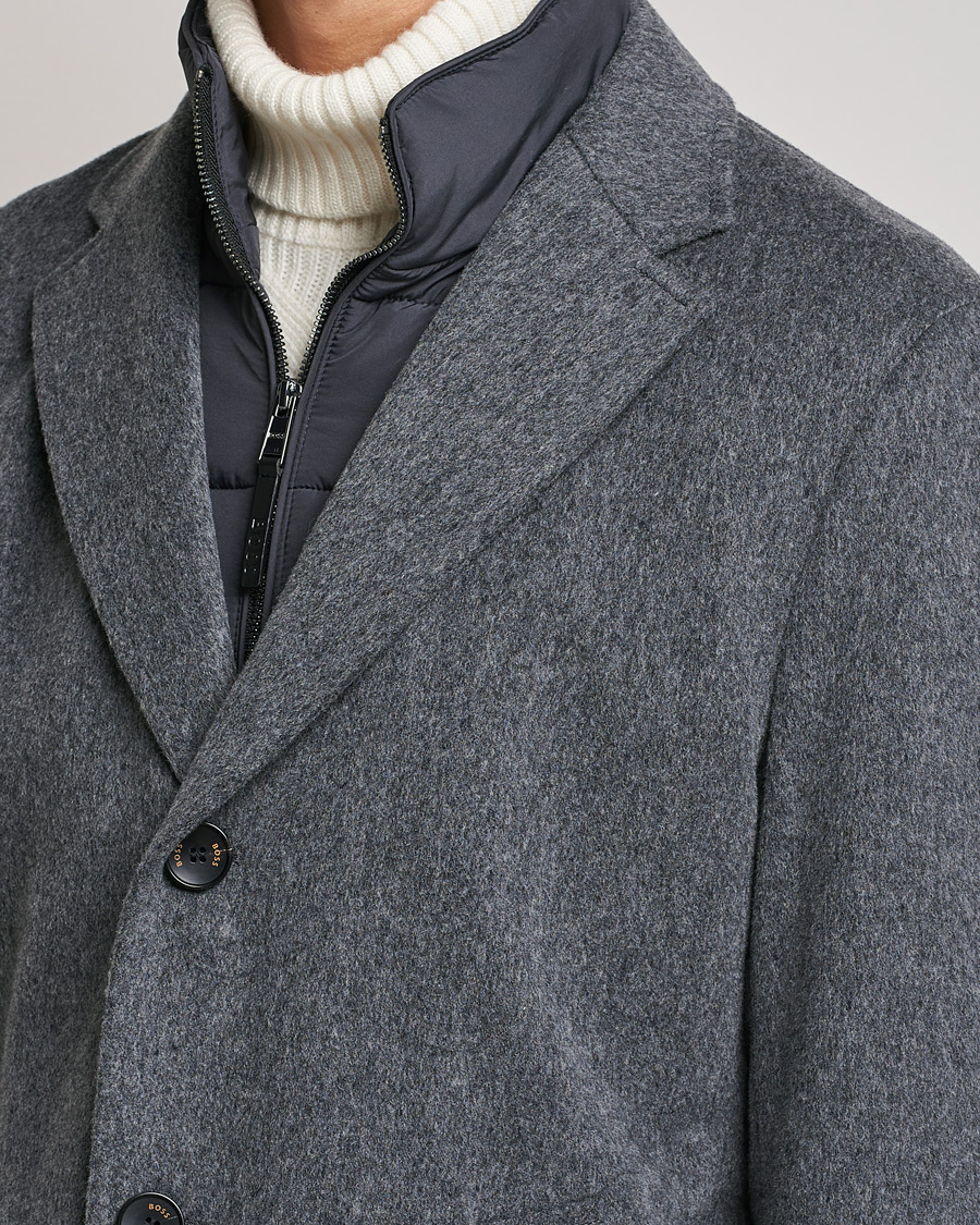 Herr | Jackor | BOSS BLACK | BOSS Hyde Wool/Cashmere Stand Up Collar Coat Silver